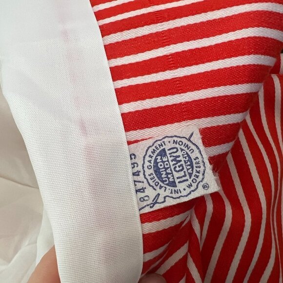 Vintage 1960's Red Striped Belted Lightweight Coat - Picture 9 of 9